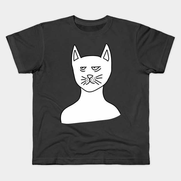 Tired Cat Kids T-Shirt by Dani Draws